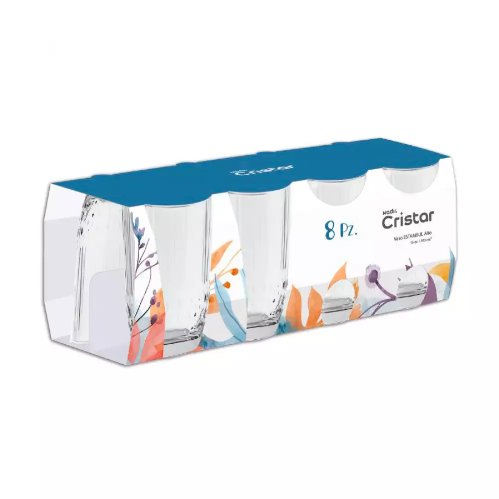 Vaso Largo Cristar Estambul 442 Ml 8 Ud Vidrio 0911Cl8