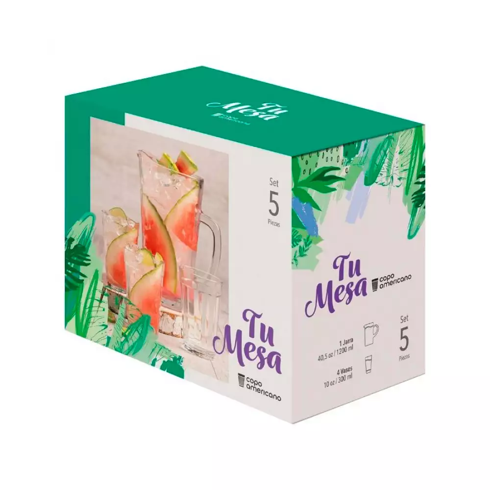 Vasos + Jarra Cristar Copo Transparente 401 5 Pz Vidrio 9873Elmesa24