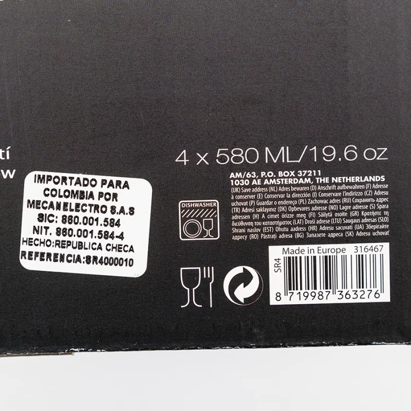 Vasos Atmosfera Setx4 580ml en Cristal