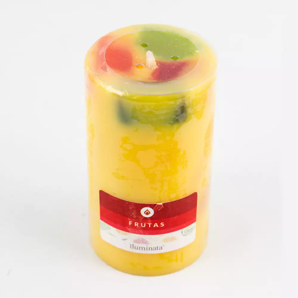 Vela Decorativa Iluminata Aroma A Frutas Tropicales Amarillo
