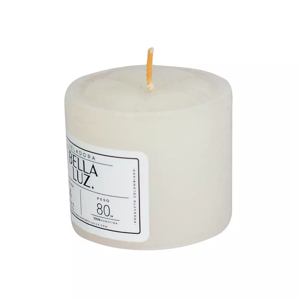 Veladora Bella Luz N3 5X5Cm Blanco 90 Gr Parafina N3