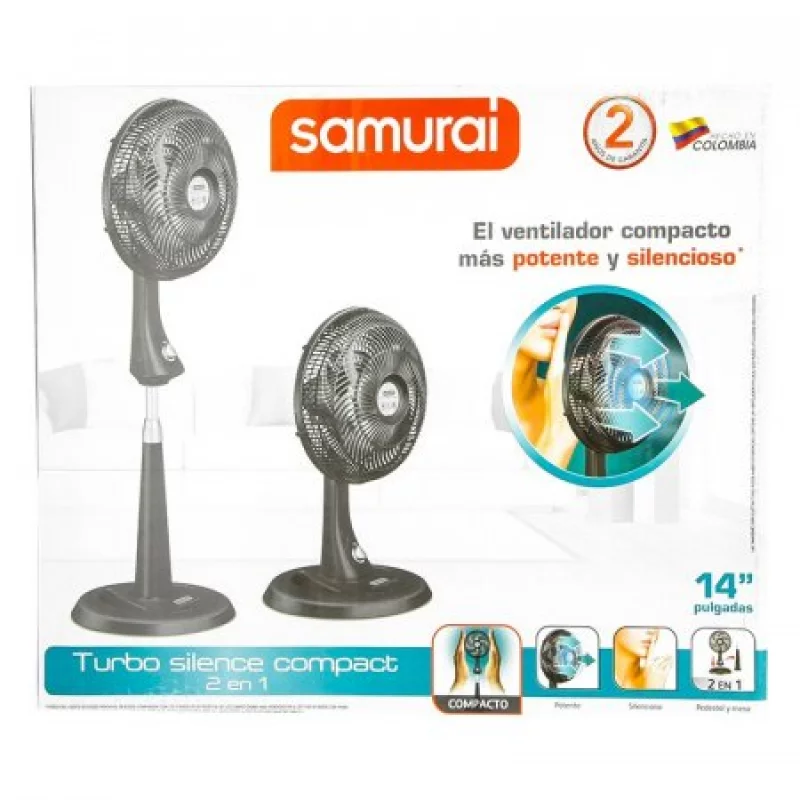 Ventilador Turbo Silence Compact 2 En 1 Samurai Negro