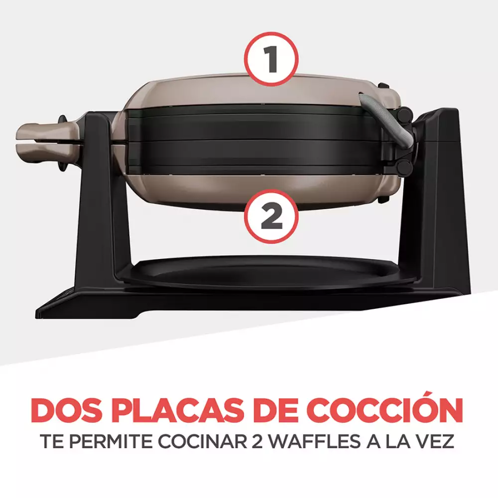 Waflera Giratoria Black+ Decker Prepara 2 Waffles