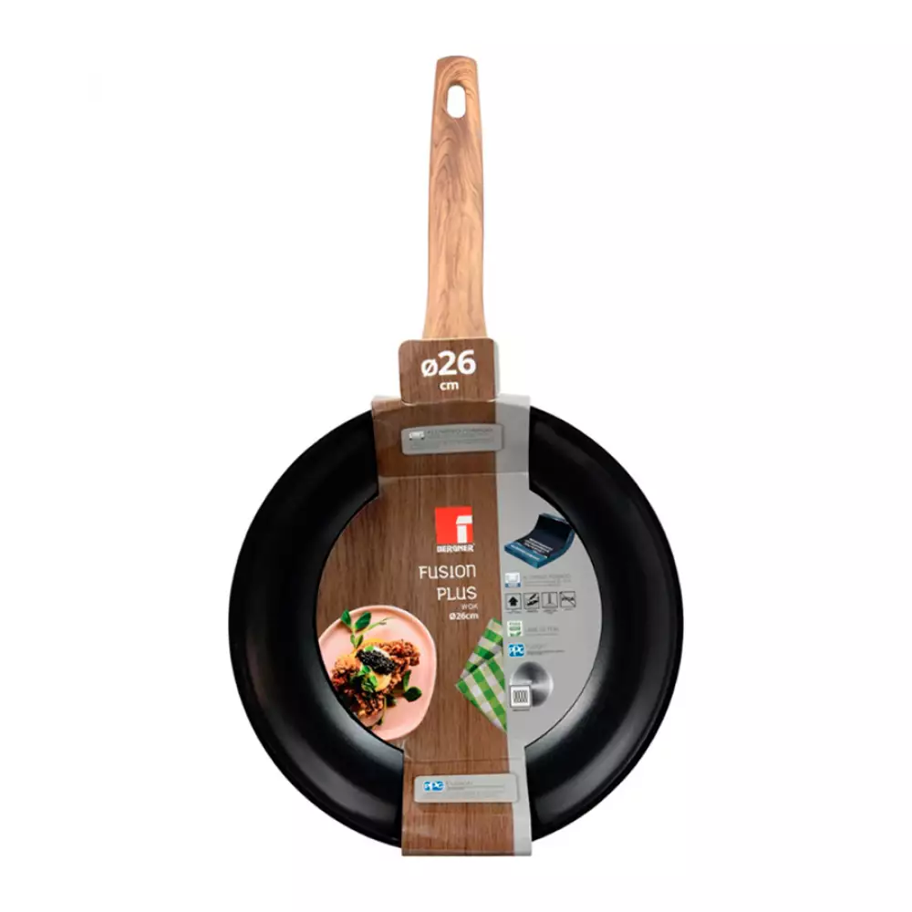 Wok Bergner Fusion 26Cm Negro Aluminio Forjado Bg35754Bkk