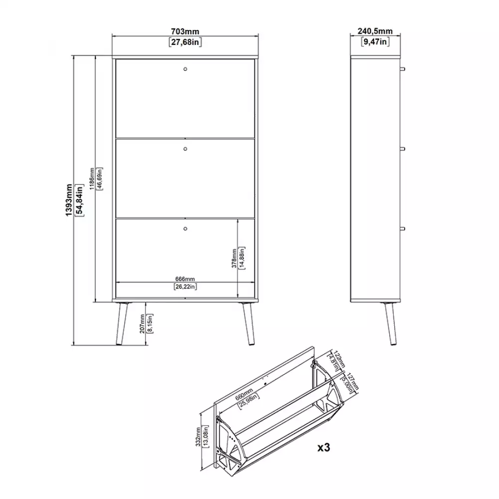 Zapatero Tvilum Bodo 70X24X139Cm Blanco