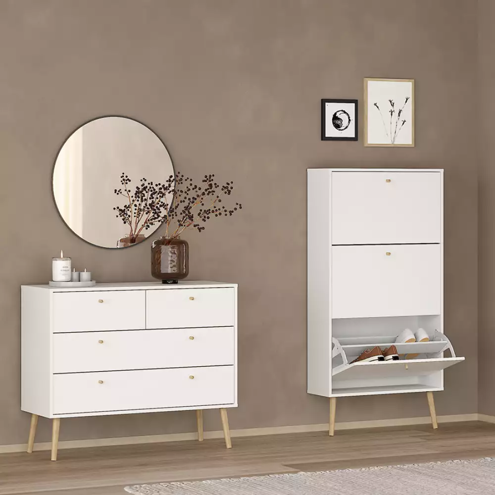 Zapatero Tvilum Bodo 70X24X139Cm Blanco