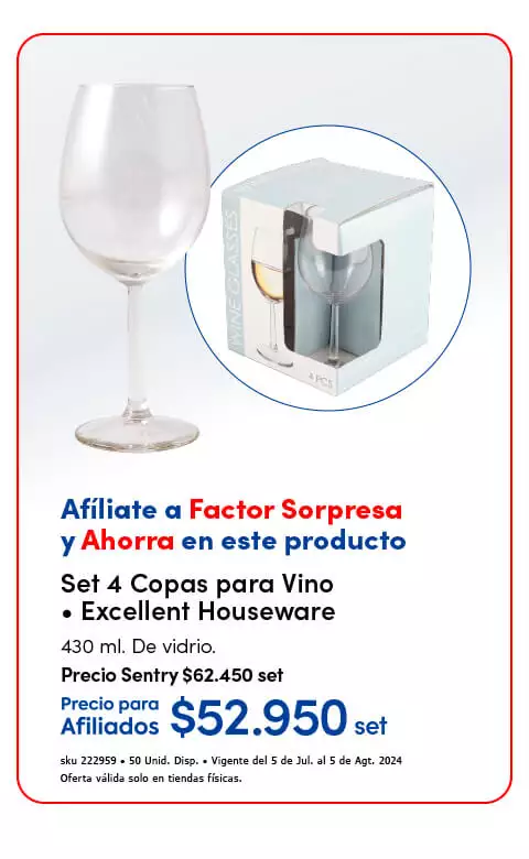 set 4 copas para vino