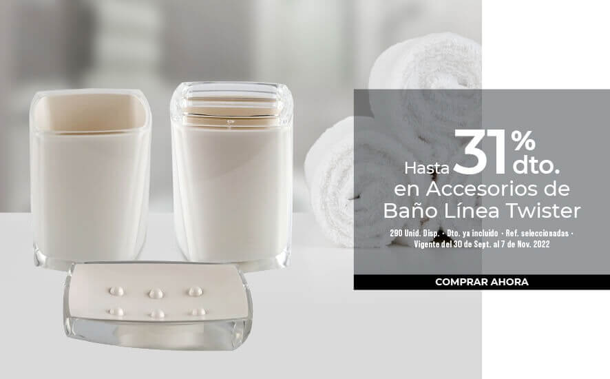 Descuento en accesorios baño línea twister