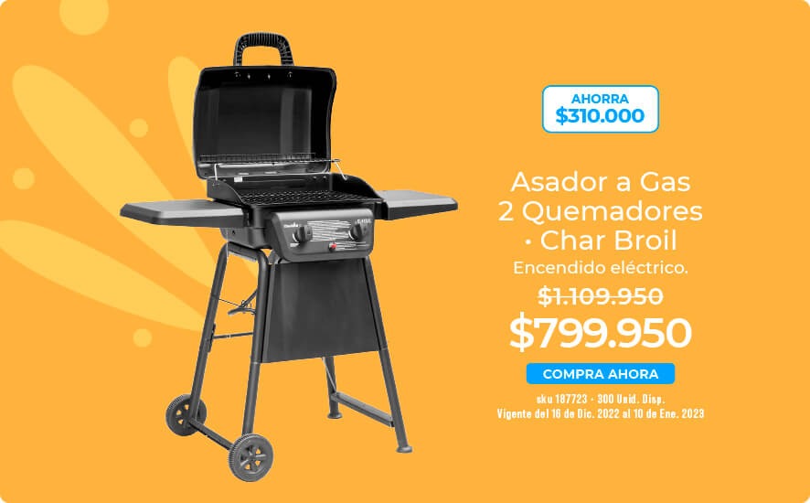 Asadro a gas 2 quemadores