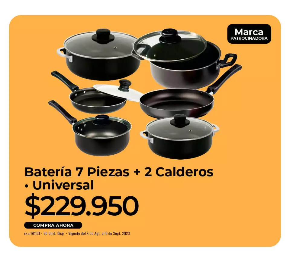 batería 7 piezas + 2 calderos