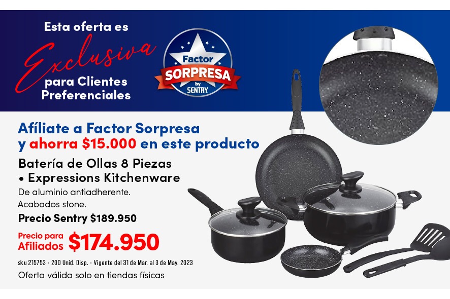 factor sorpresa batería de ollas 8 piezas