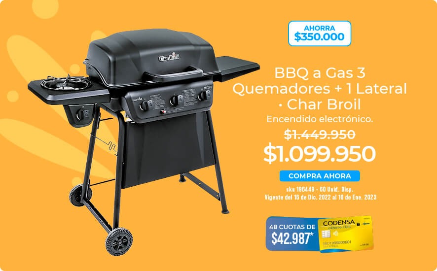 BBQ a gas 3 quemadores + 1 lateral
