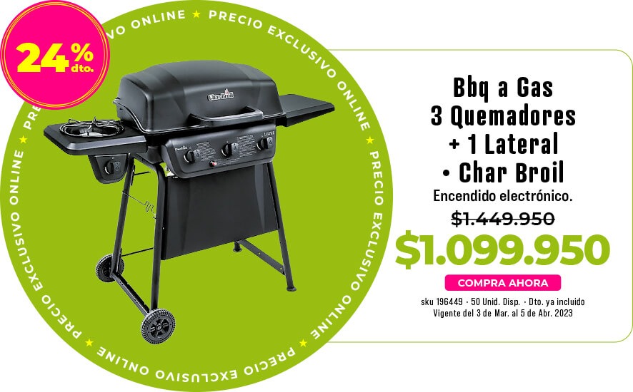 bbq a gas 3 quemadores + 1 lateral