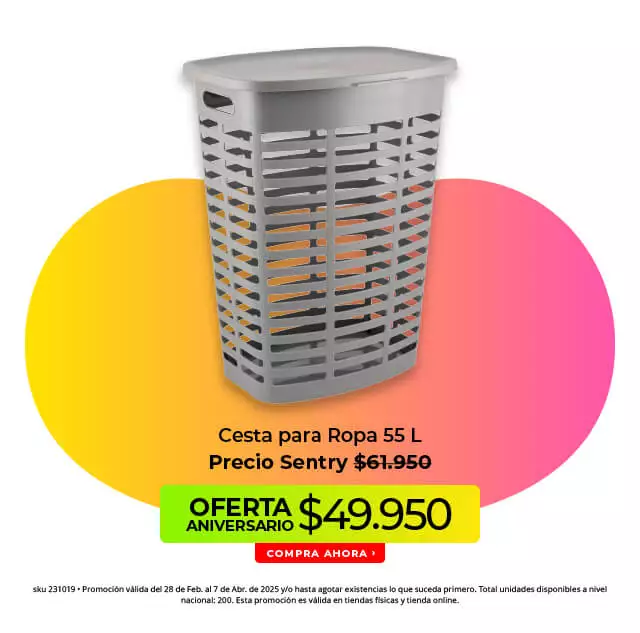cesta para ropa 55L