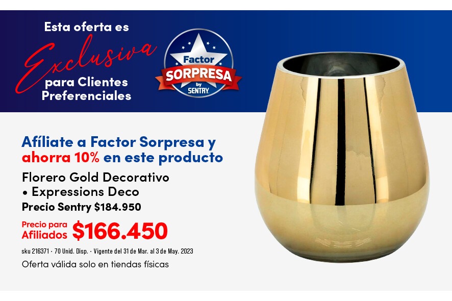 factor sorpresa florero gold