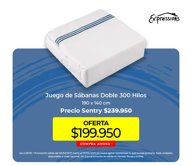 Juego de sábanas doble 300 hilos