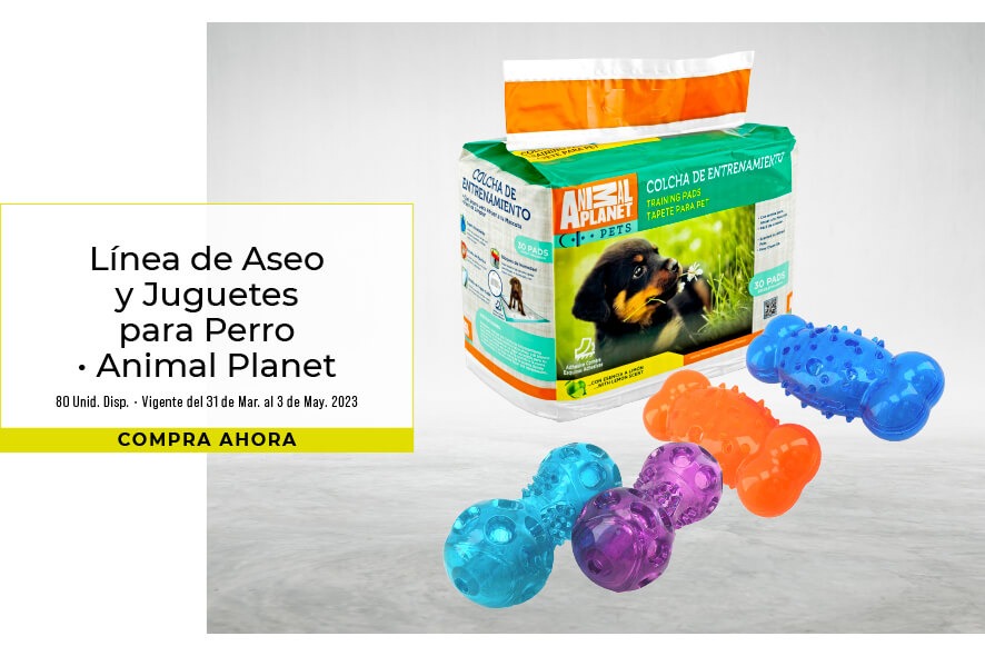 línea de aseo y juguetes para perro