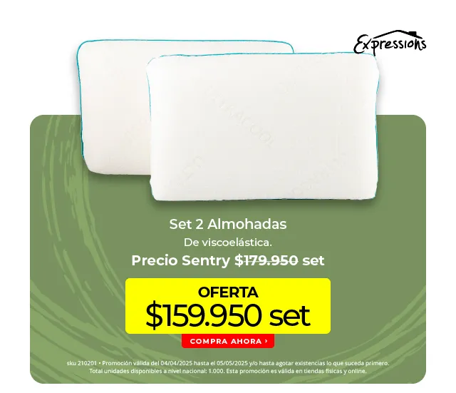 set 2 almohadas de viscoelastica