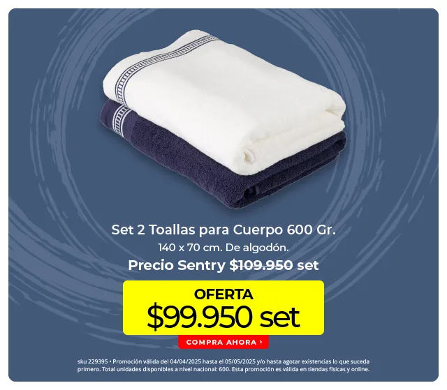 set 2 toallas para cuerpo 600 gr