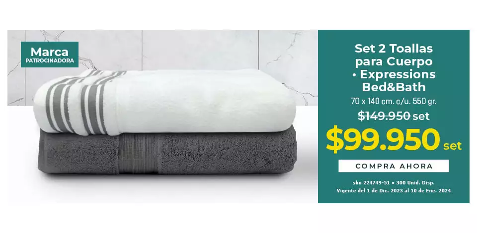 set 2 toallas para cuerpo