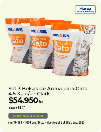 set 3 bolsas de arena para gato