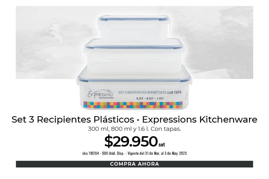 set 3 recipientes plásticos