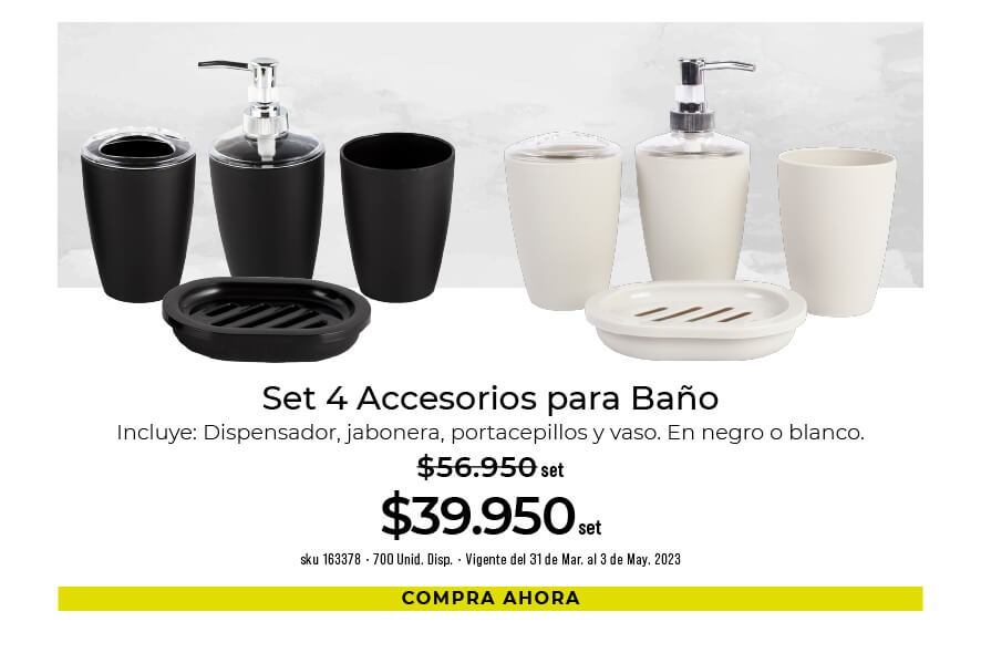 set 4 accesorios para baño