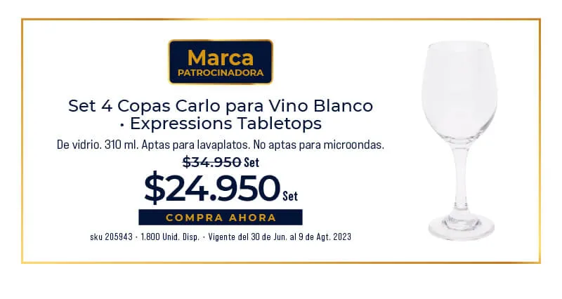 set 4 copas carlo para vino blanco