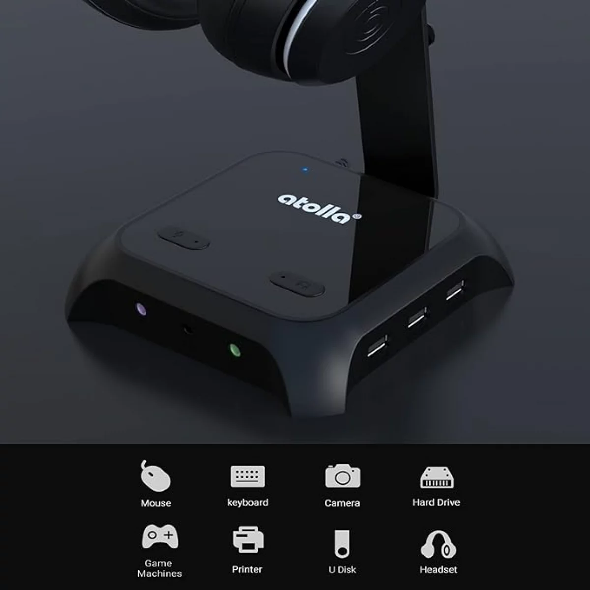 Concentrador (Hub) USB con Gancho para Audífonos