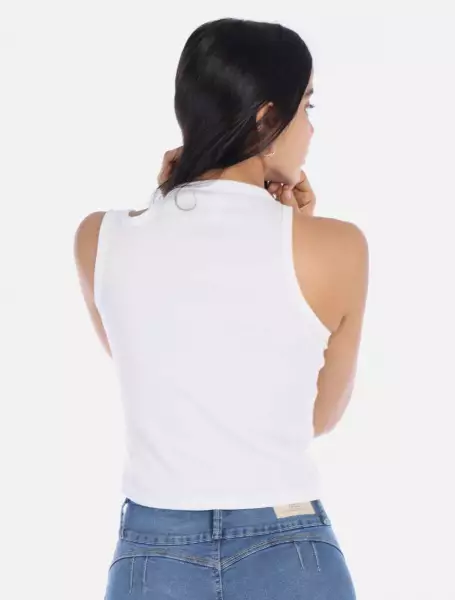 Blusa mujer escote asimetrico manga sisa básica