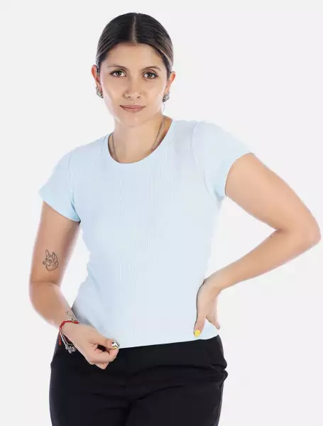 Camiseta básica acanalada para mujer