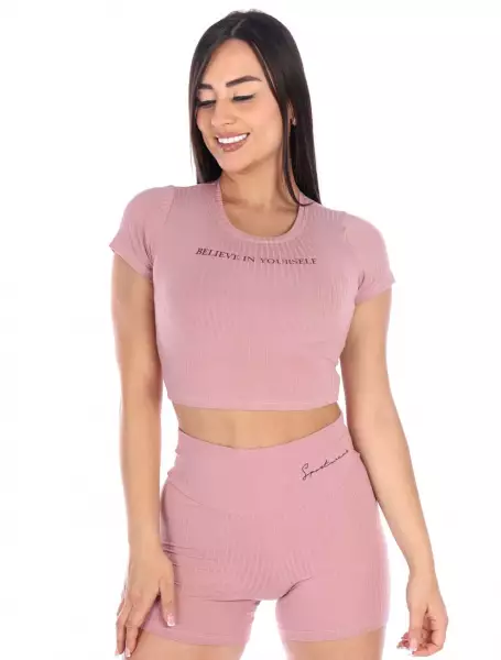 Crop deportivo cuello redondo  Mujer