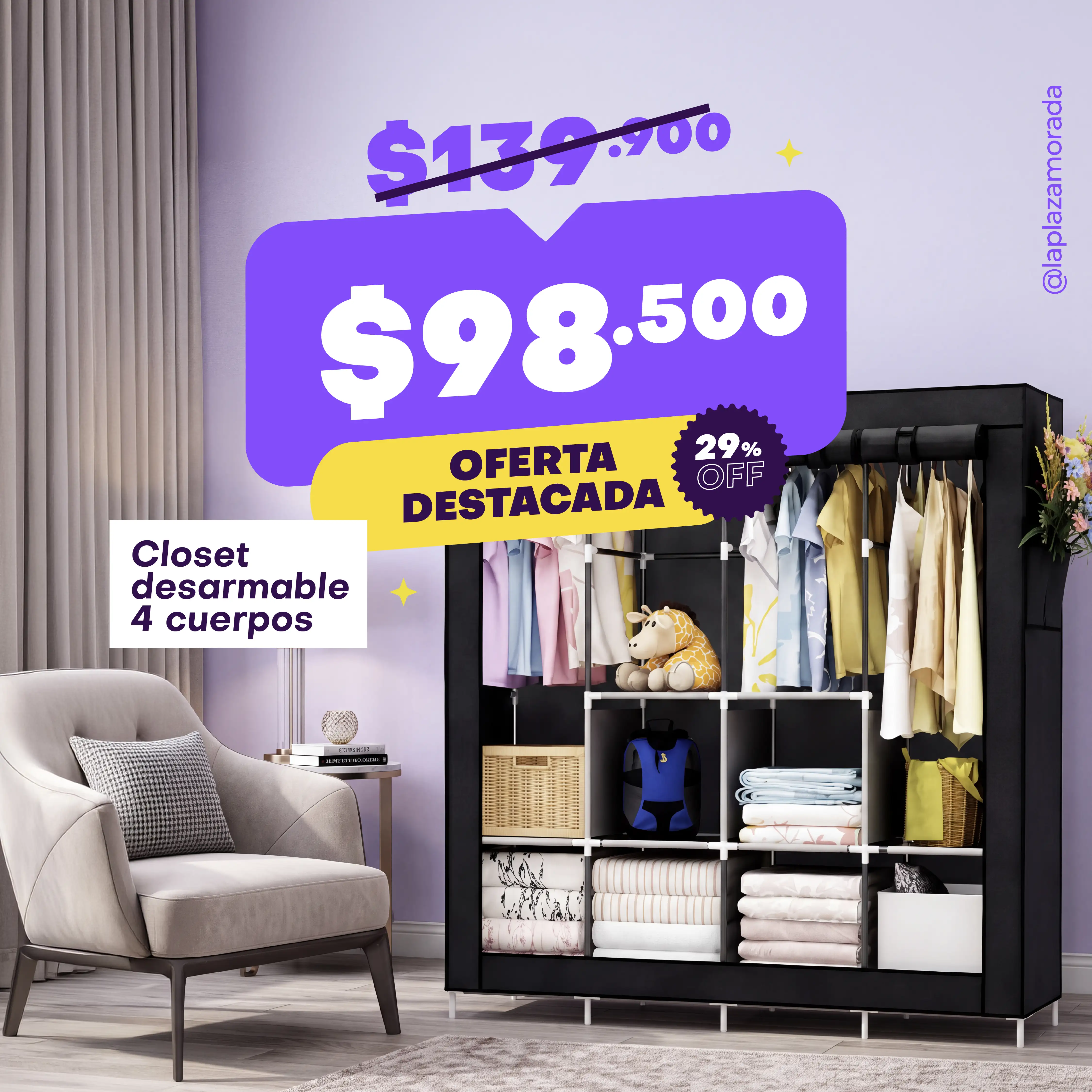 Closet desarmable en La Plaza Morada