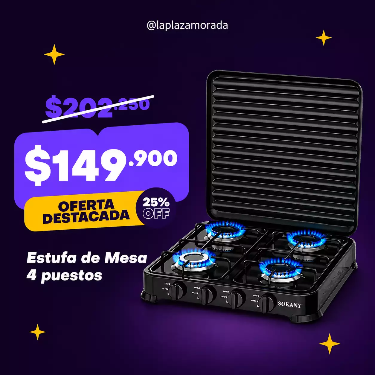 Estufa de mesa 4 puestos La Plaza Morada