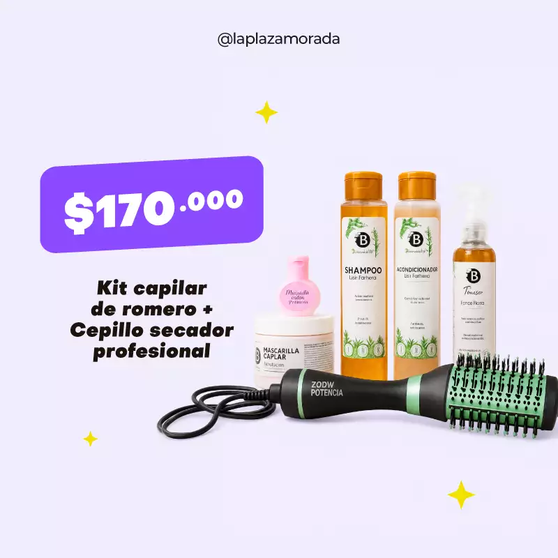 Kit capilar + Cepillo Secador La Plaza Morada