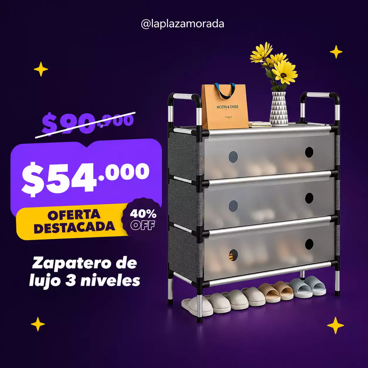 Zapatero de lujo 3 niveles - La Plaza Morada