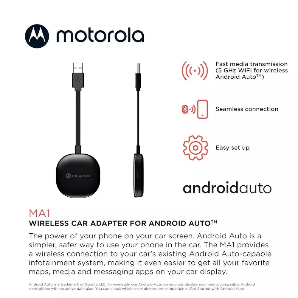 Adaptador inalámbrico Motorola MA1 Android Auto