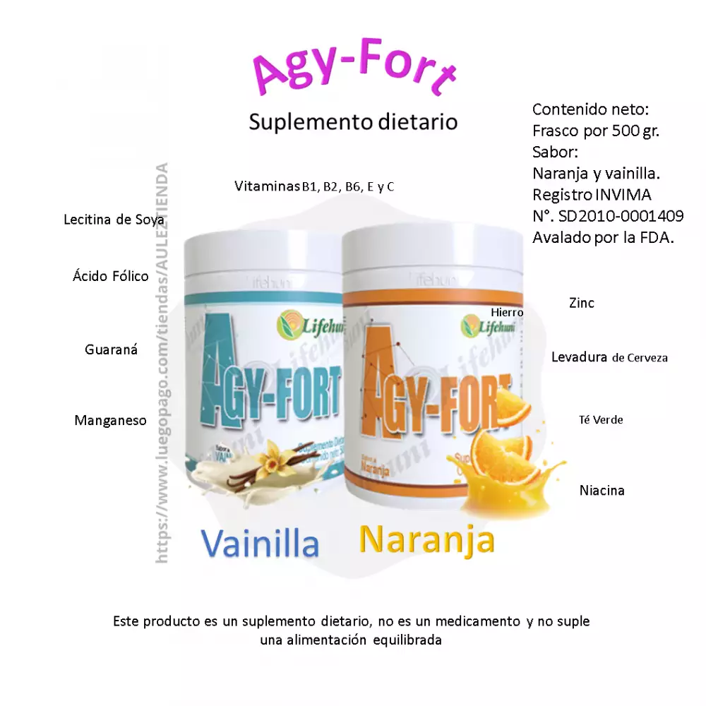 Agy-Fort el Aliado inteligente para un cuerpo fuerte y una mente clara. Sabor a Vainilla y Naranja