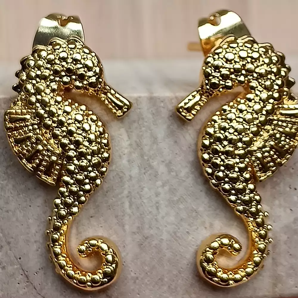 Aretes caballito de mar brisa marina rodio