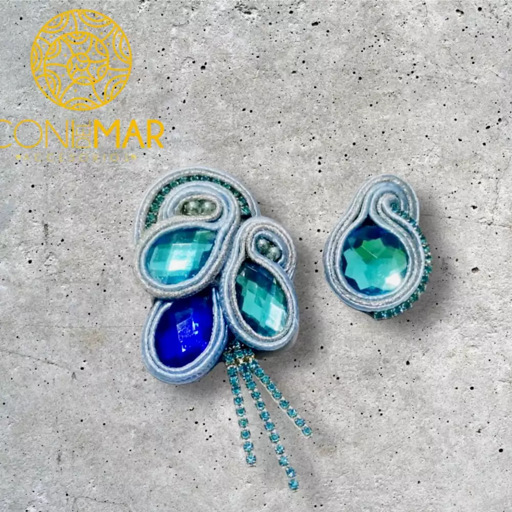 Aretes solitario elaborados a mano técnica soutache