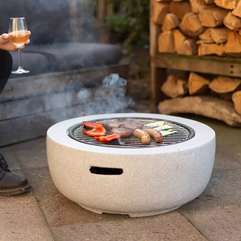 Asador Redondo Tipo Fogata Brasero Portátil Para Jardín Y Camping