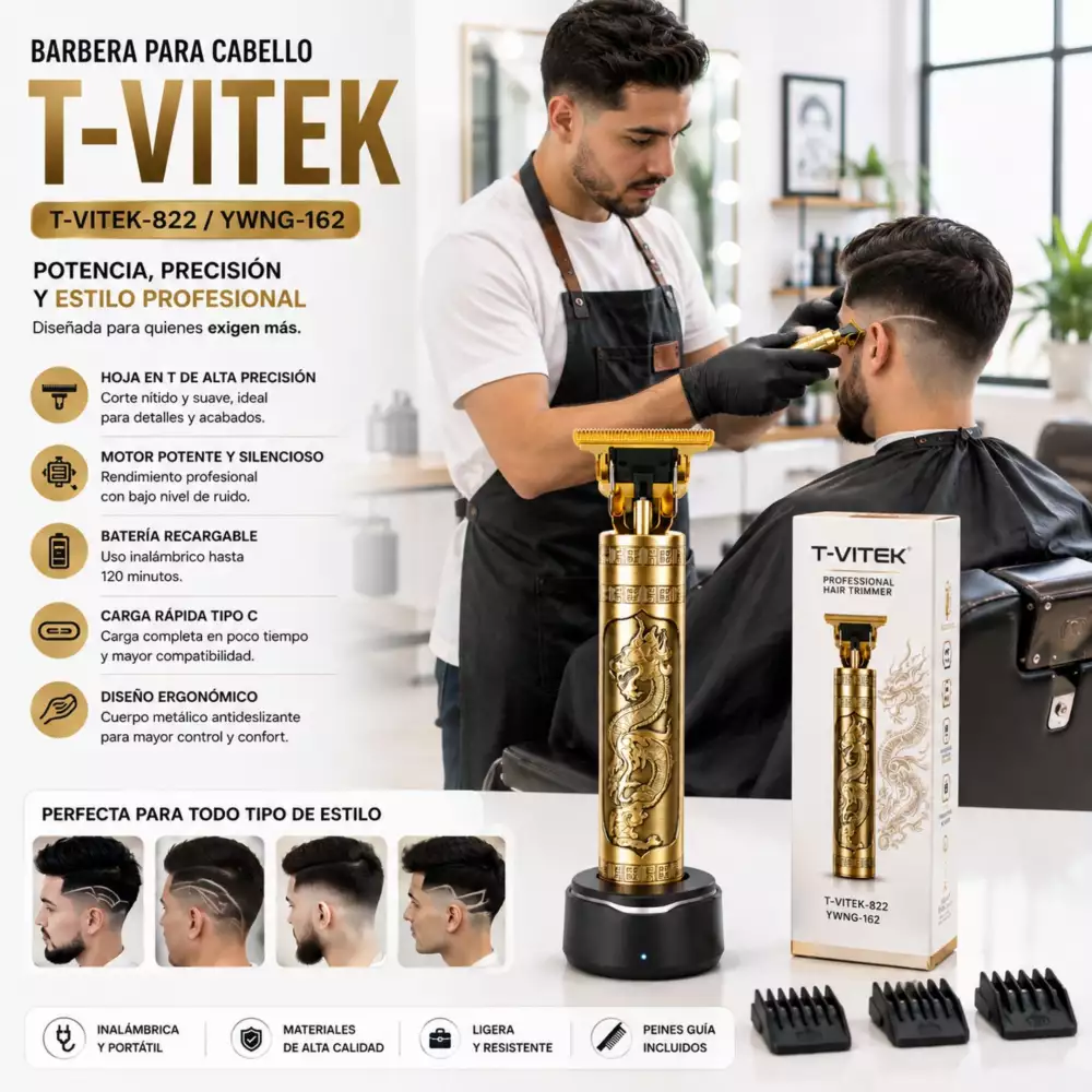 Barbera Para Cabello T vitek 822/ywng 162 Cuchilla Tipo T Y Corte De Alta Precisión