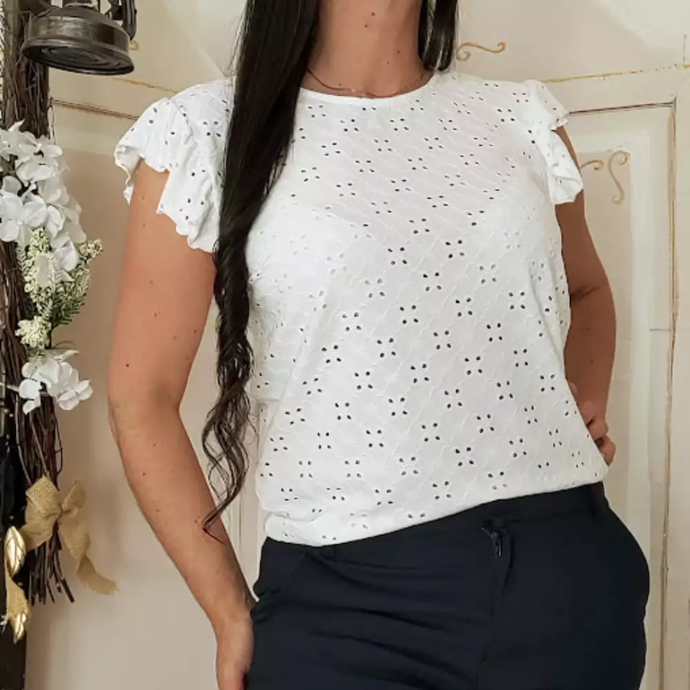 Blusa blanco marfil vintage verano talla M