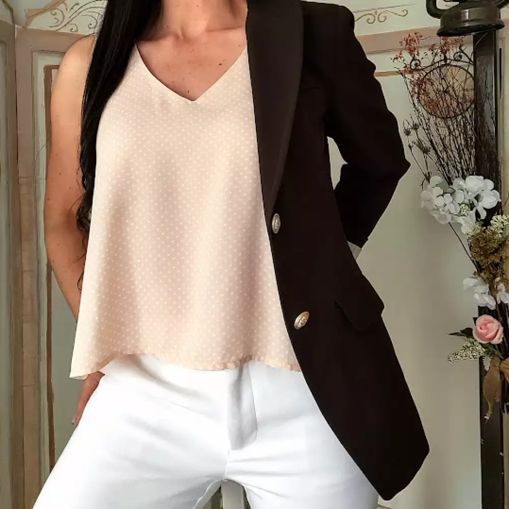 BLUSA PUNTOSN VINTAGE MUJER | Talla M
