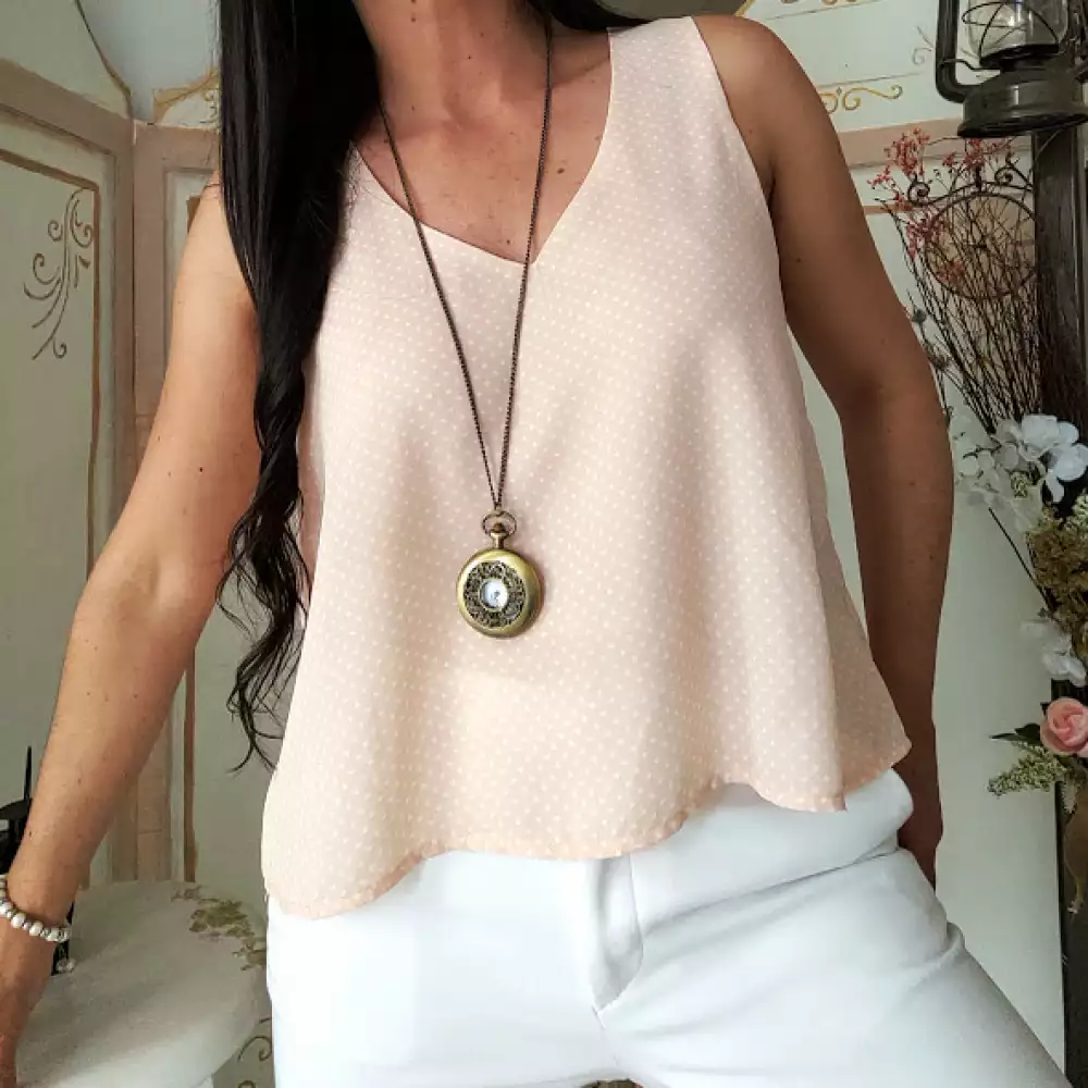 BLUSA PUNTOSN VINTAGE MUJER | Talla M