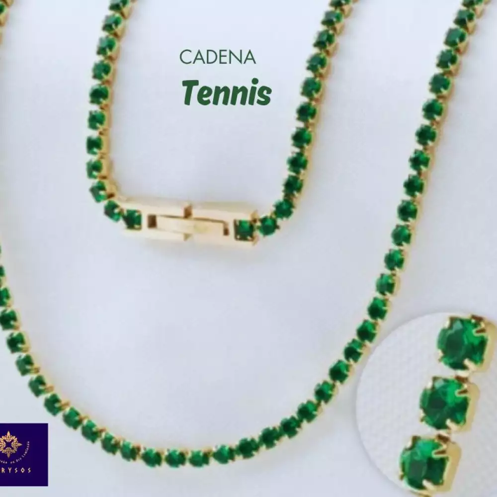 Cadena tennis oro laminado 18k con piedras de colores