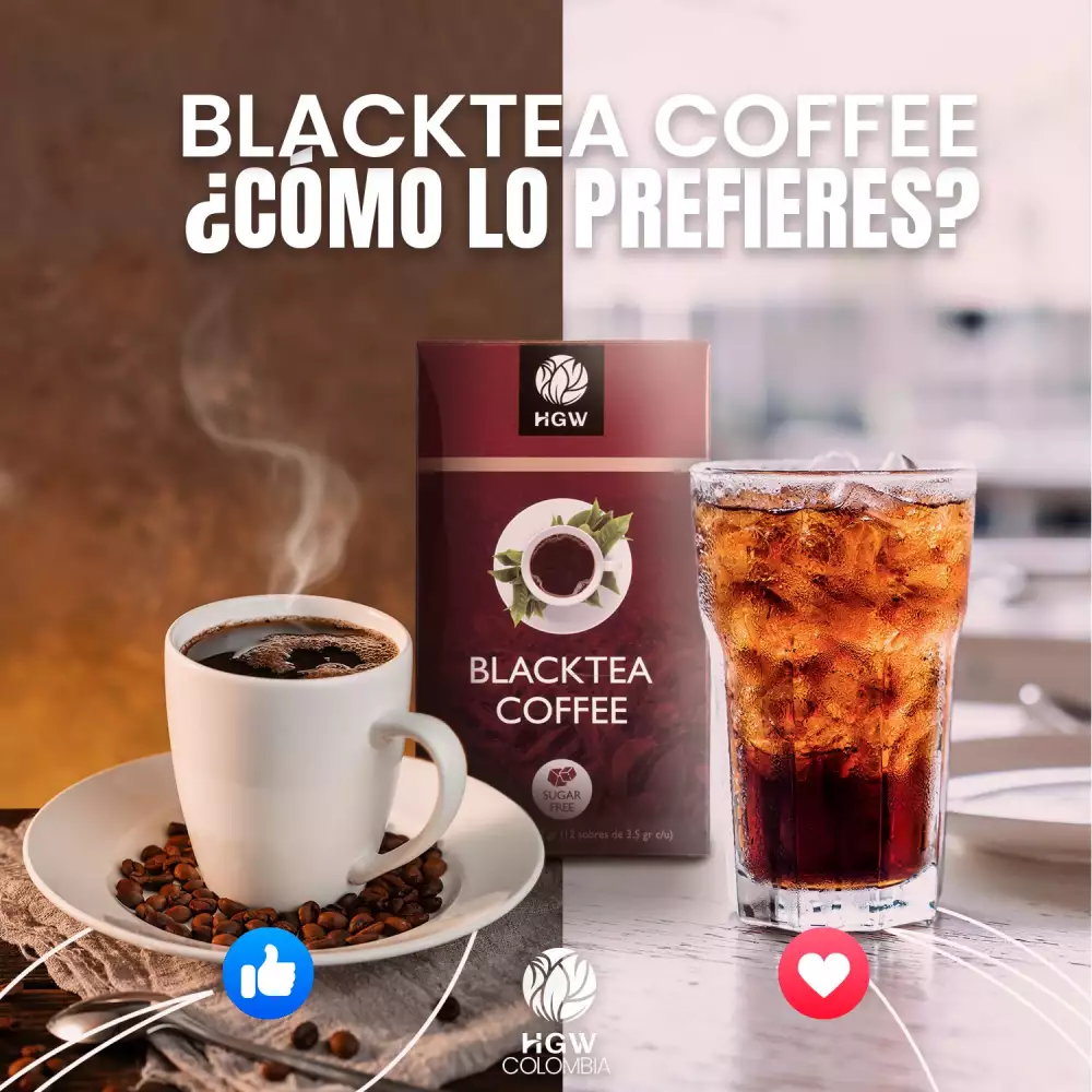 Café con té negro instantáneo sin azúcar funcional