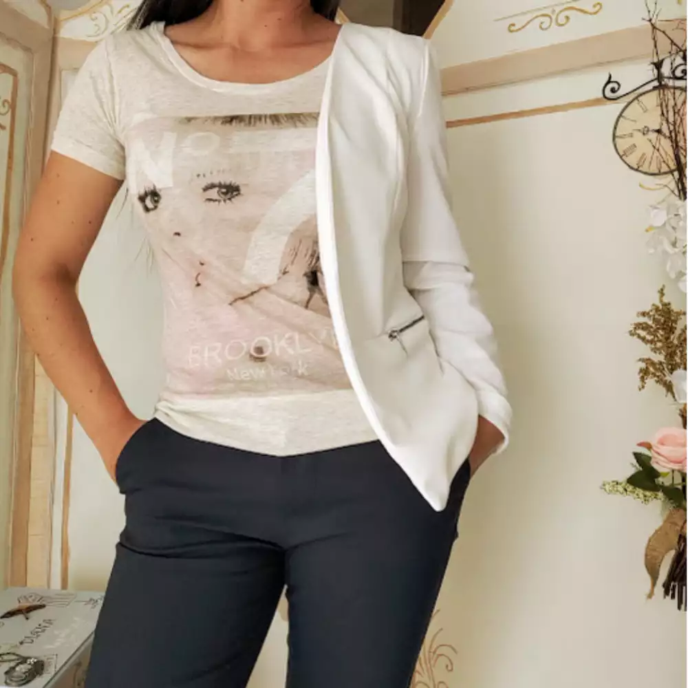Camiseta vintage beige algodón 100% talla S