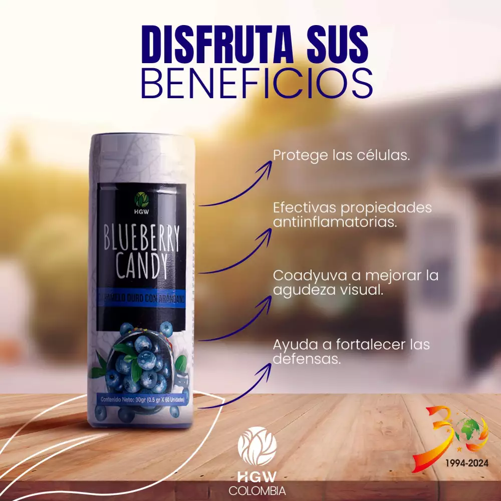 Caramelos duros de arándano con antioxidantes