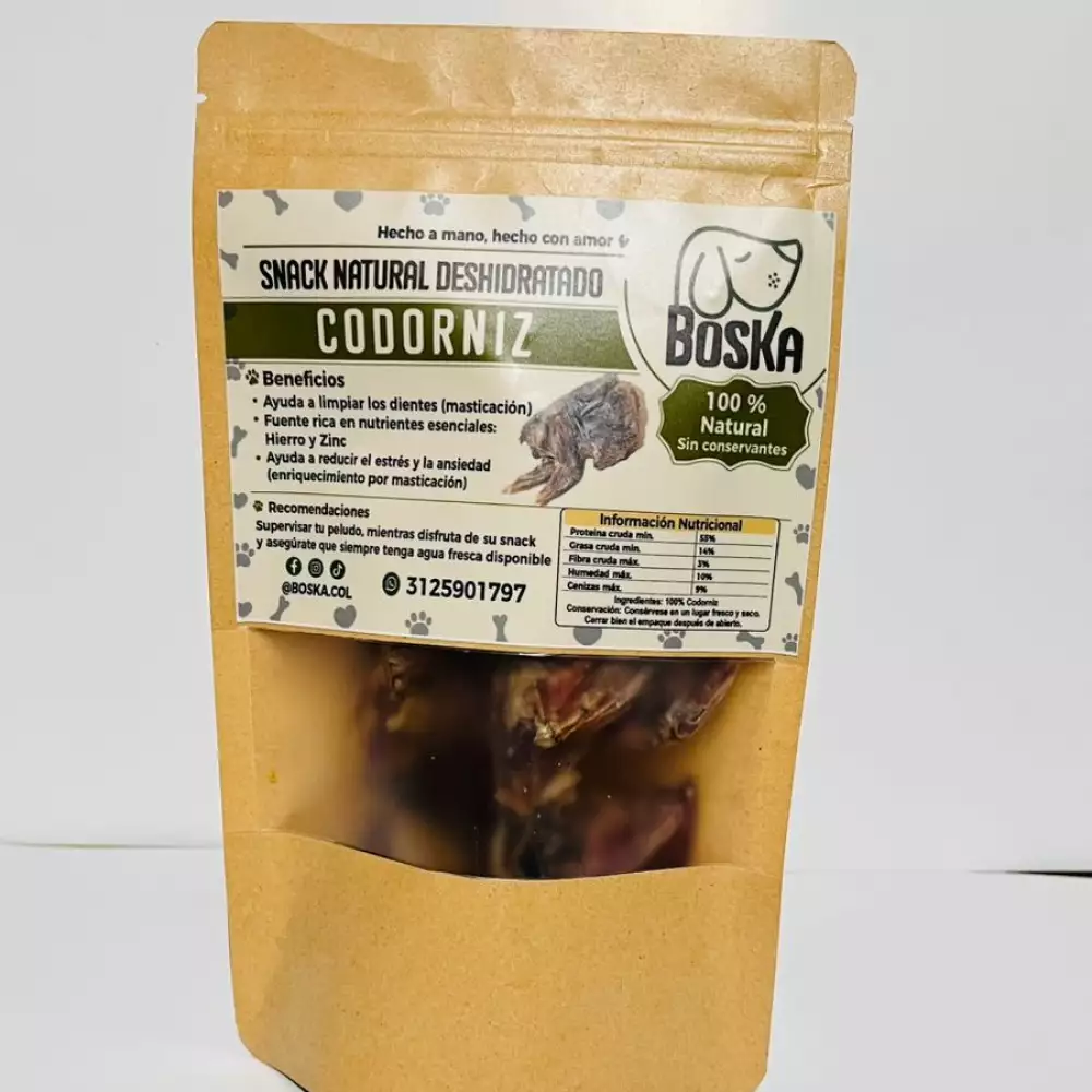 Codorniz deshidratada natural para perros y gatos